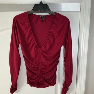 Aqua Women's Deep Red Long Sleeve Top